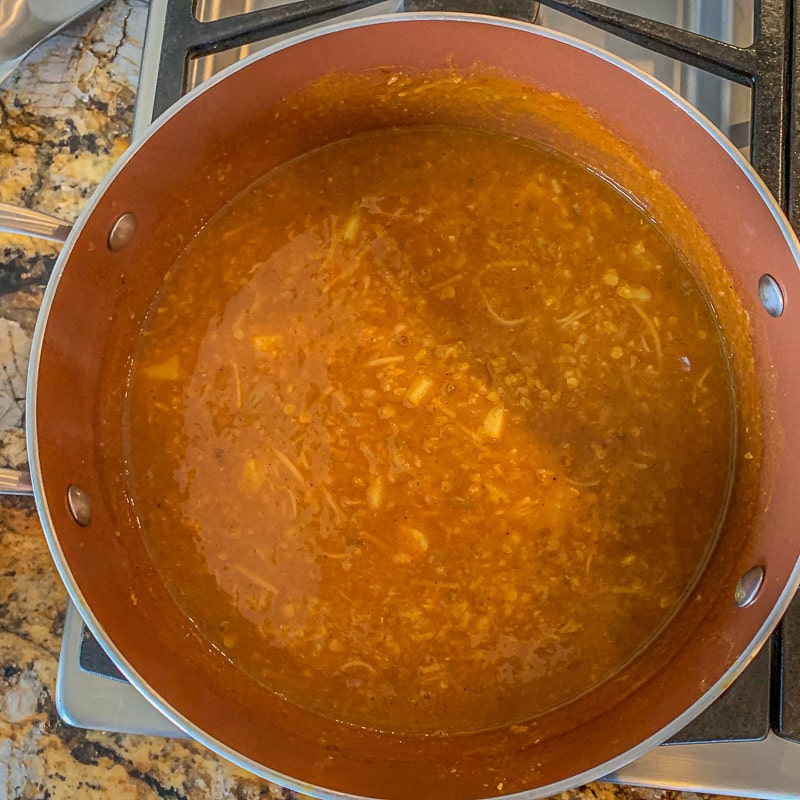 red lentil soup in a pot