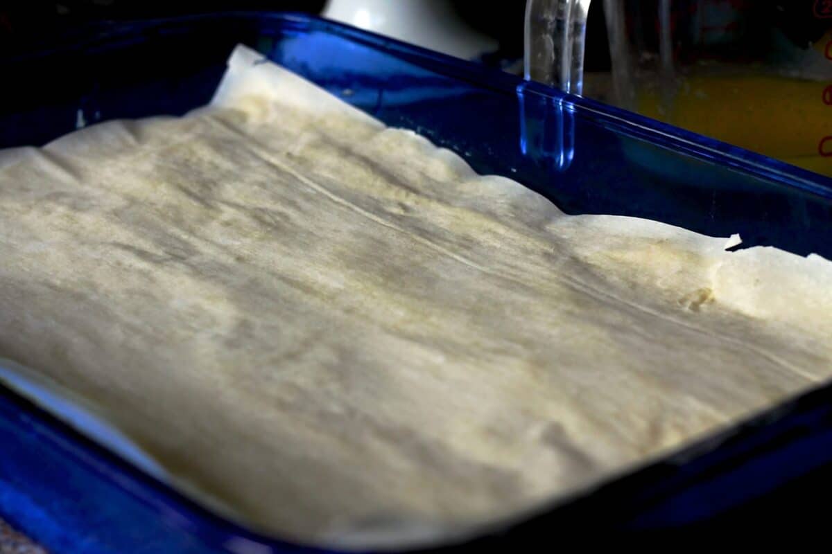 Fillo Dough layered in butter