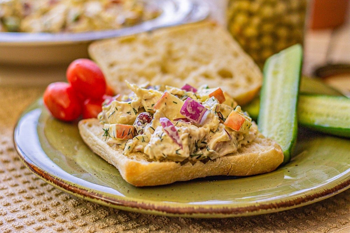 chicken salad sandwich on a plate