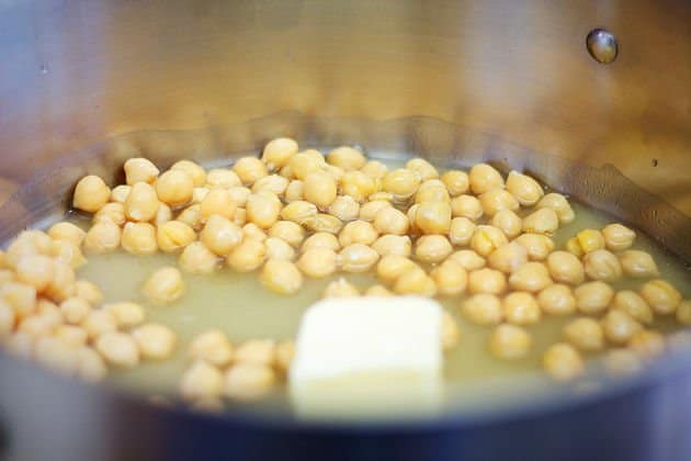 chickpea rice cooking in a pot