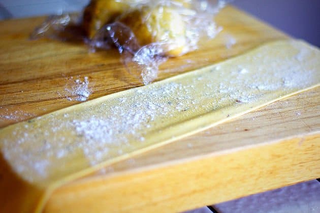 homemade pasta on a cutting board