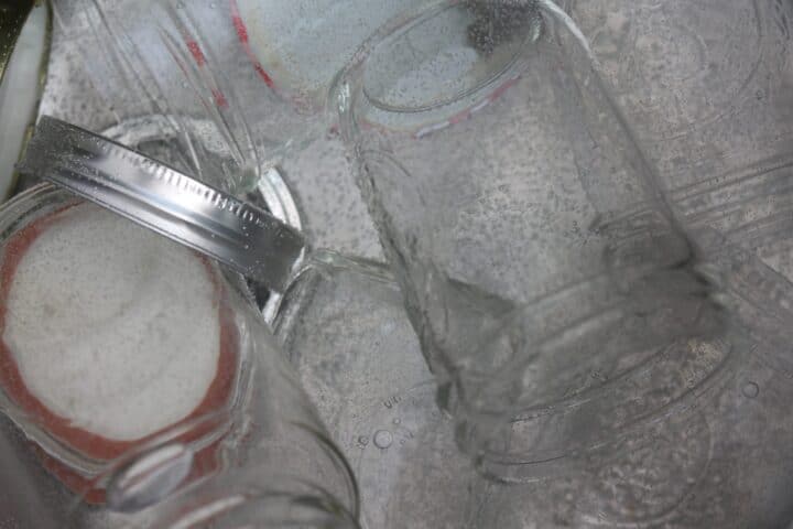sterilizing jars in boiling water