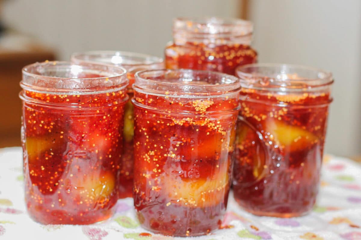 strawberry fig preserves in jars