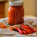 homemade chili sauce in a jar