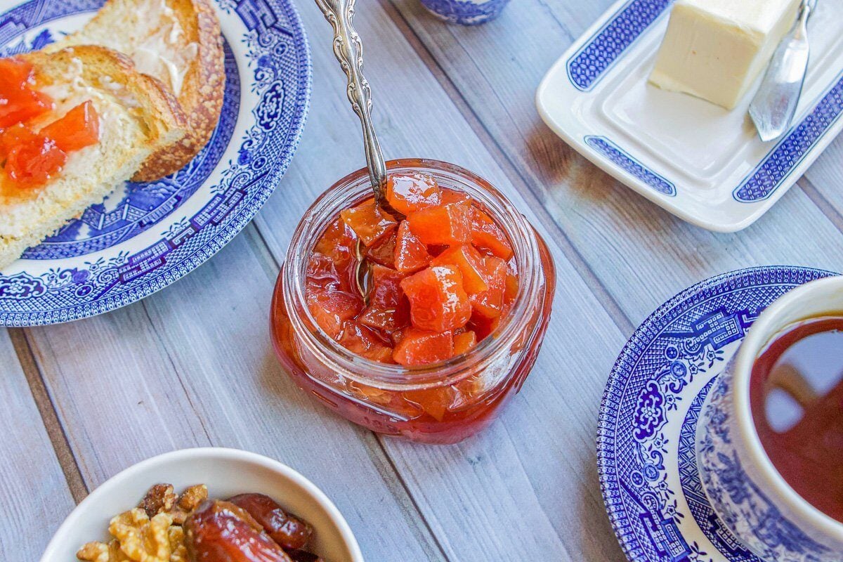 quince preserves with other breakfast dishes
