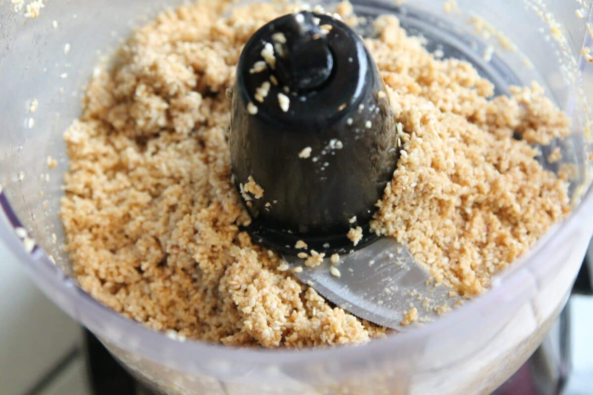 ground sesame seeds in a food processor