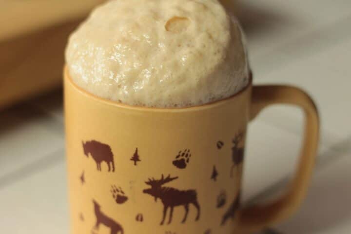 a cup with frothing yeast