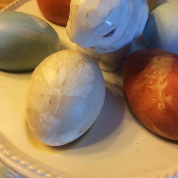 Easter eggs on a bunny platter