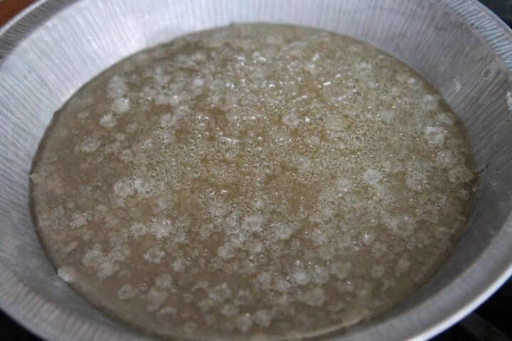 sugar mixture in a pan