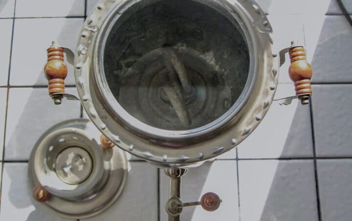 inside of a samovar with heating coil