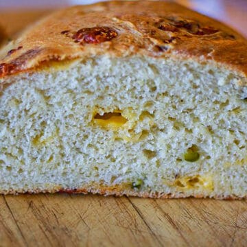 sourdough bread on cutting board