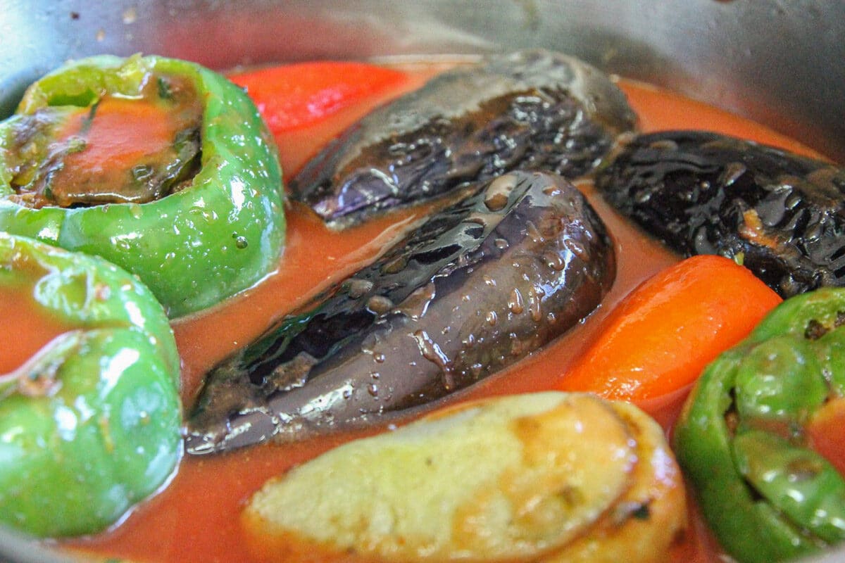 stuffed veggies in tomato sauce