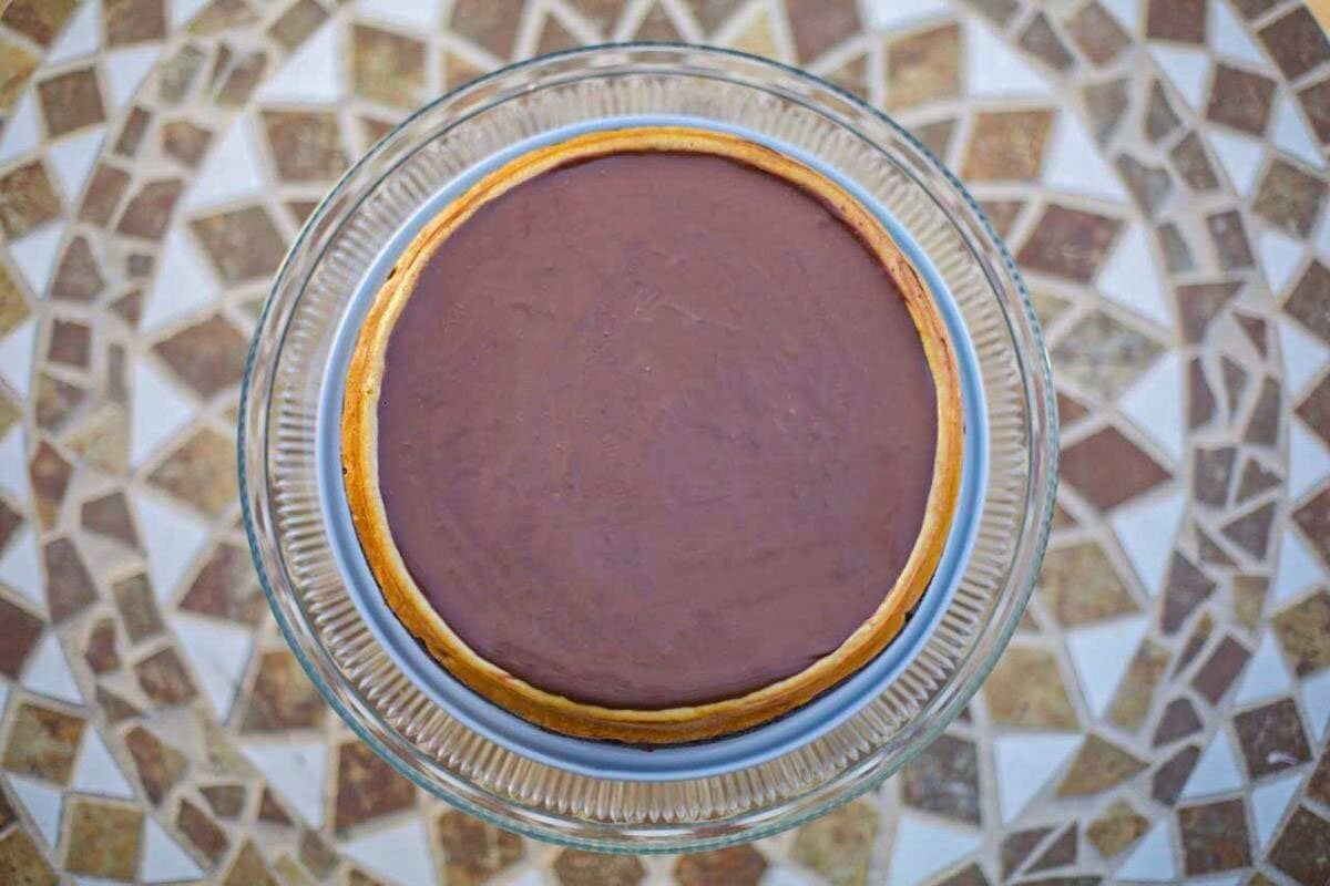 Kahlua coffee cheesecake on a tiled table