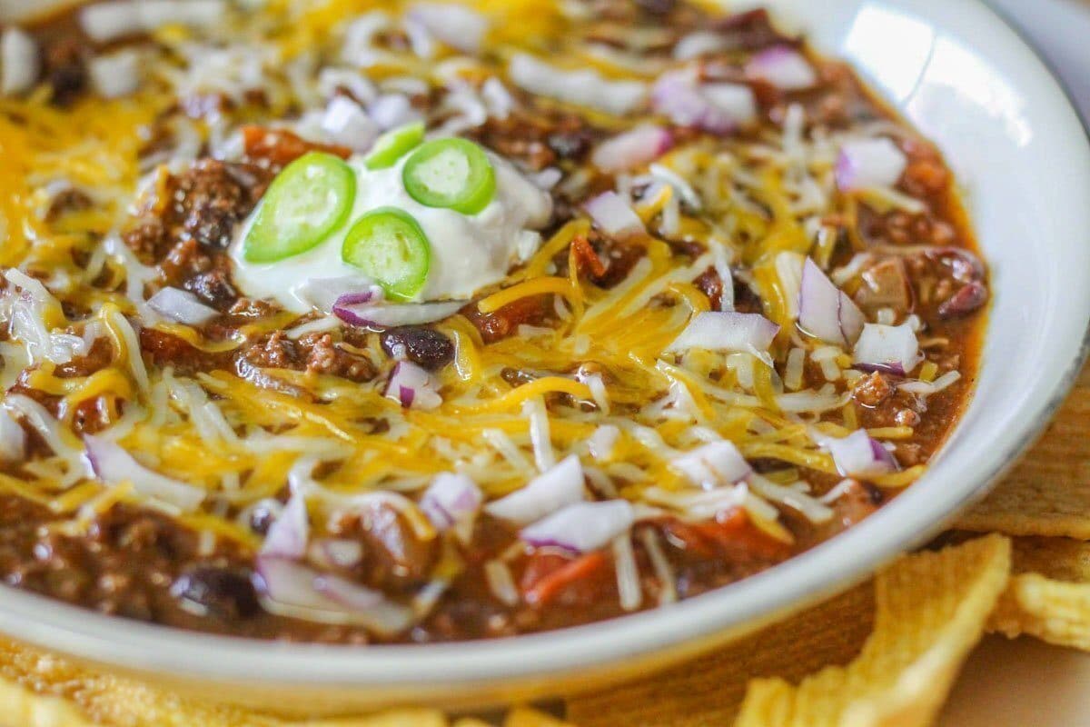bison chili with tortilla chips