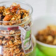 granola in a jar and in a bowl