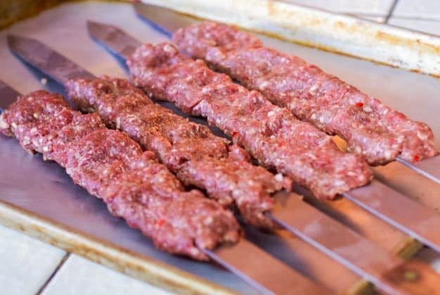 Goat Kofta Kabob on skewers