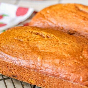 two pumpkin bread loaves