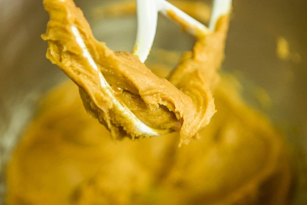 peanut butter mix in a mixer