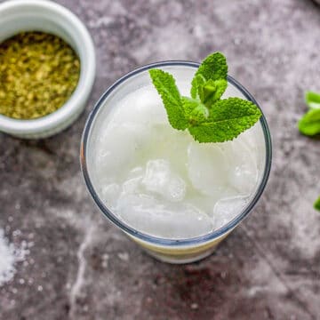 ayran drink topped with mint