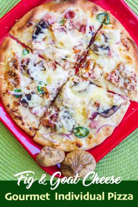 gourmet pizza with figs and goat cheese