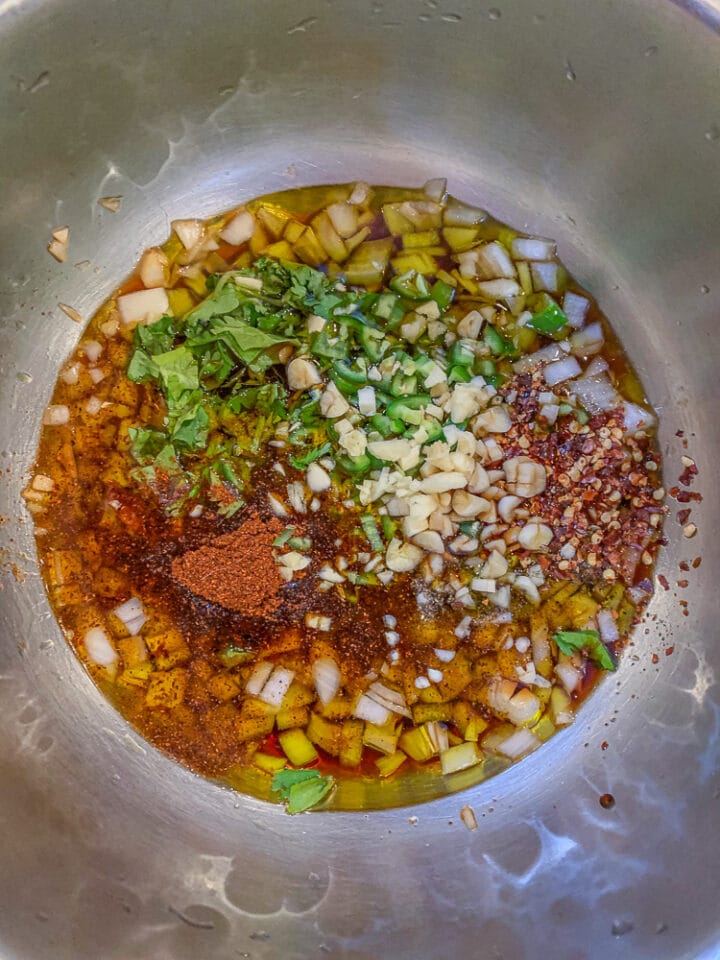 Carne Asada marinade ingredients in a bowl