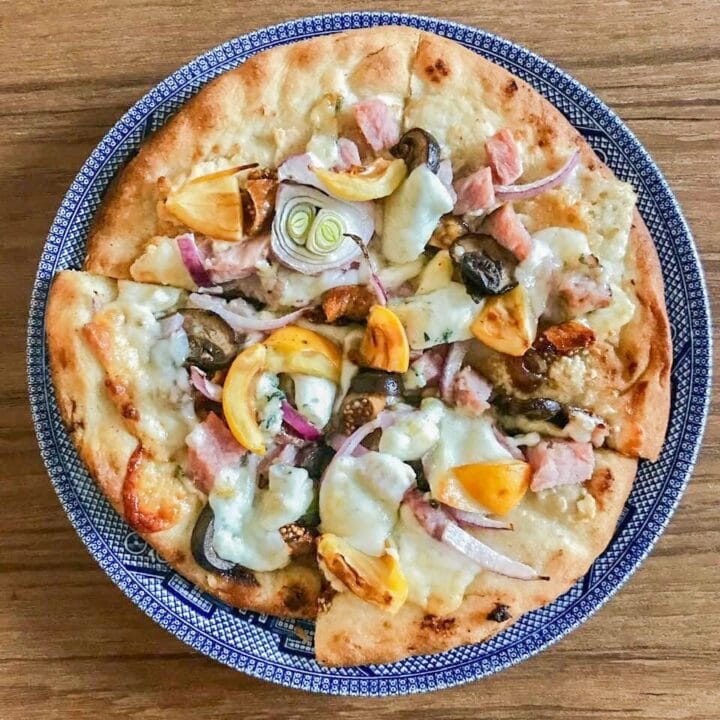 gourmet pizza with loquats