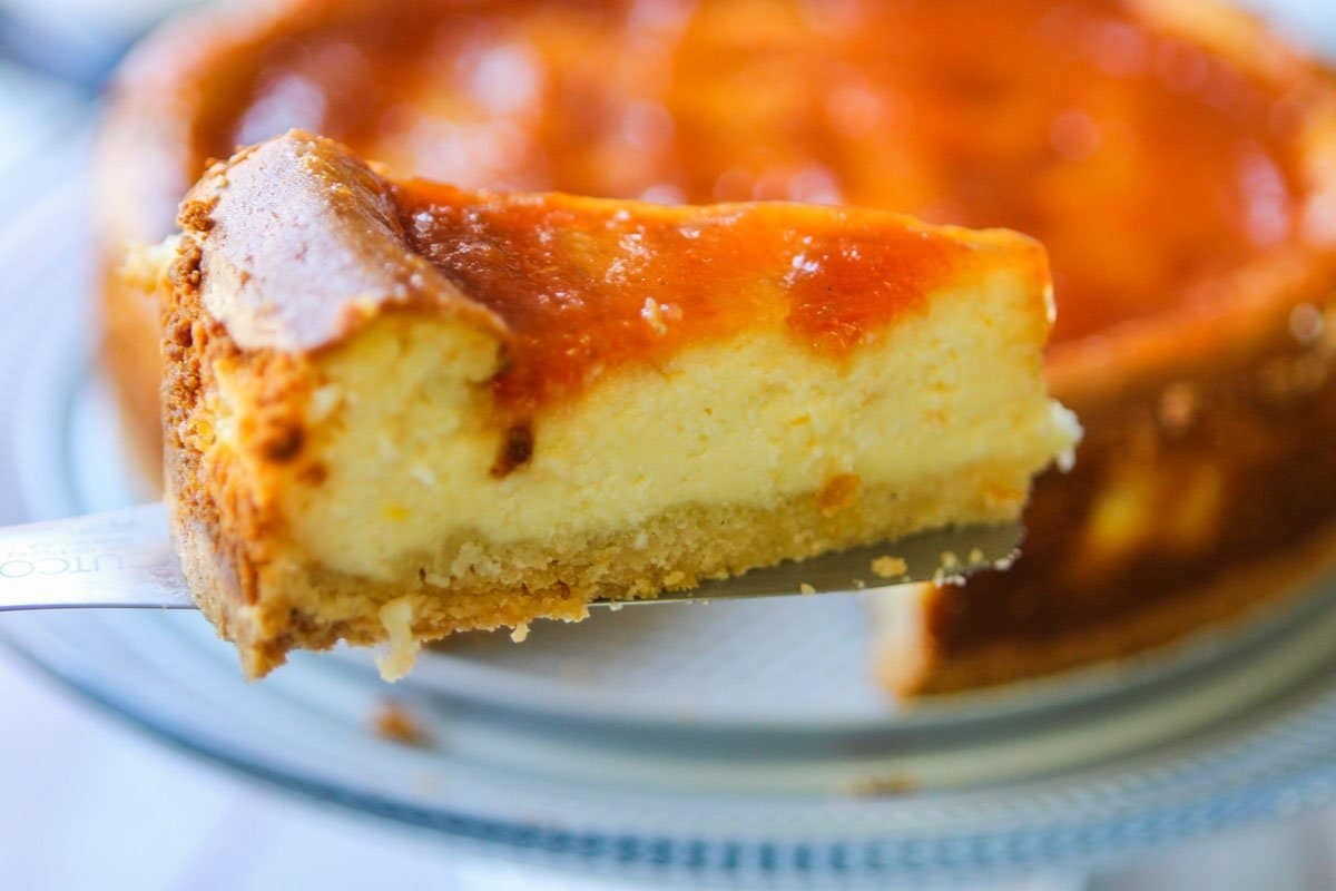 slice of cheesecake being served