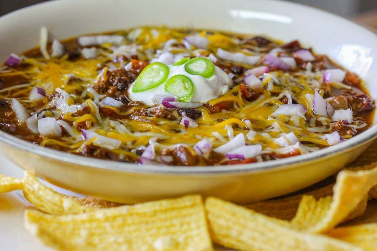 bison chili in a bowl (survival food)