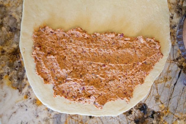 unbaked pasty with bean mixture