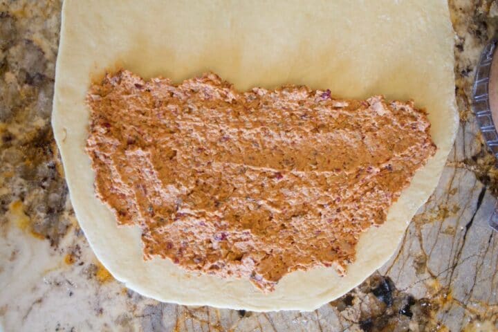unbaked pasty with bean mixture