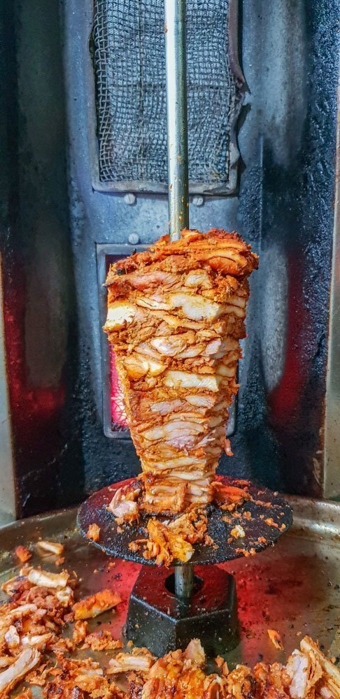 chicken shawarma on a spit