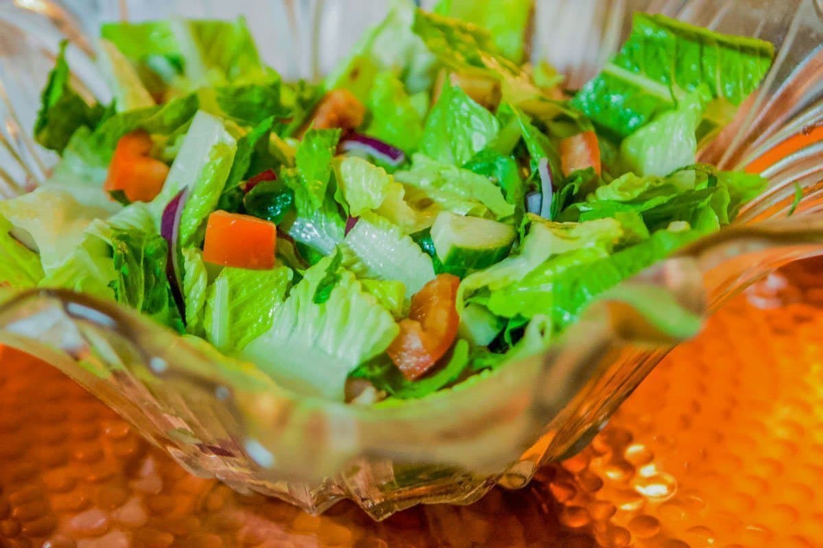 Middle eastern salad in a glass bowl