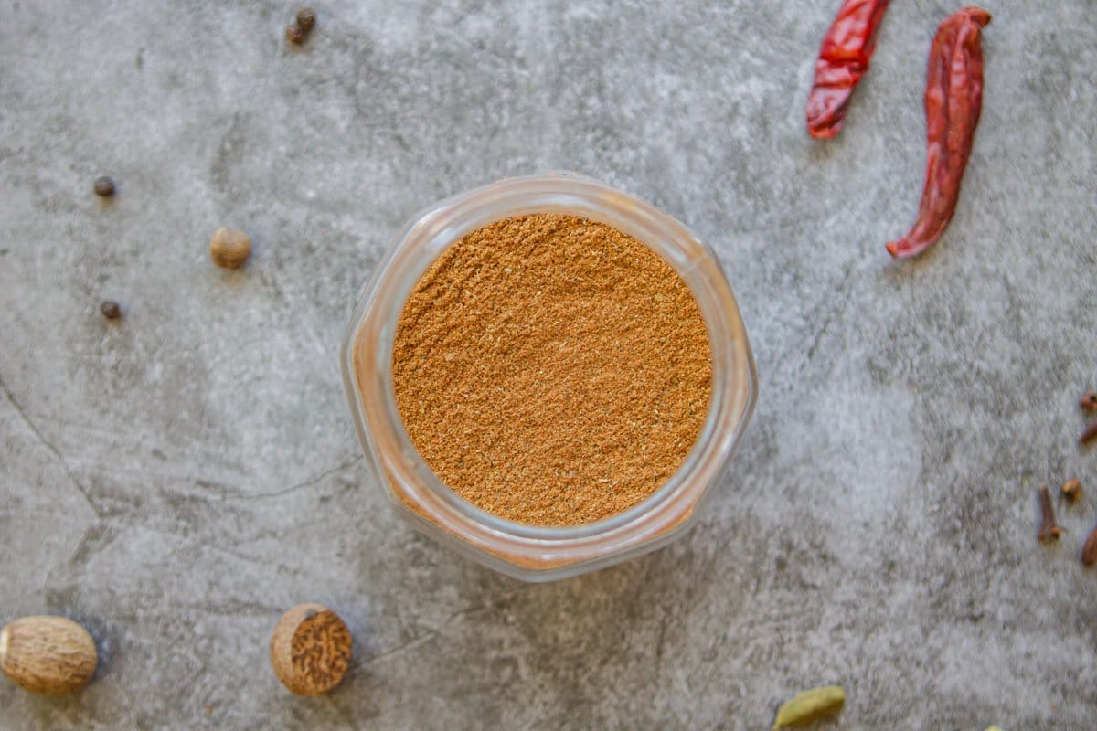 baharat spice blend in a jar