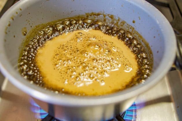 pot of vinegar glaze simmering