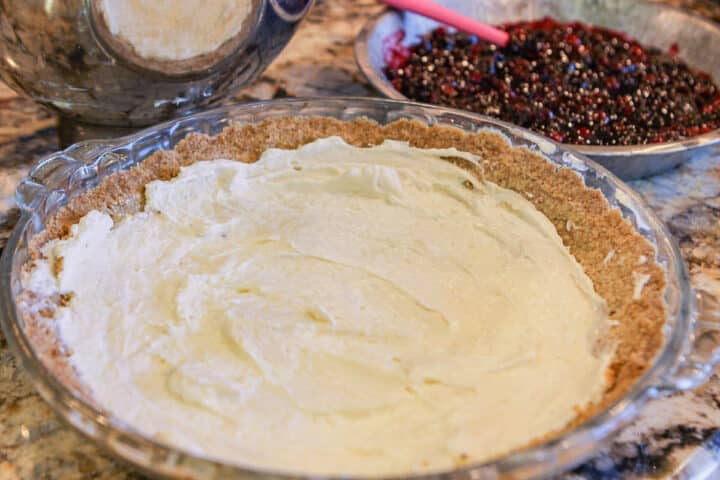 pie crust covered with whipped cream