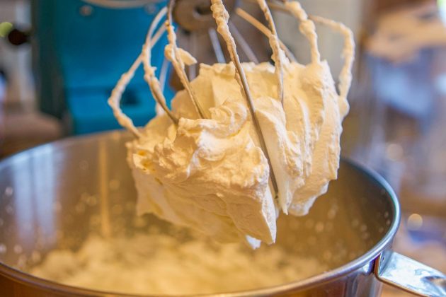 whipped cream stuck in whisk