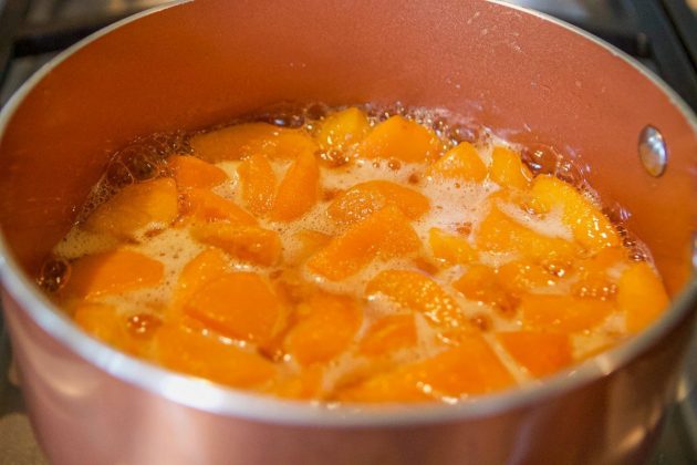 apricots cooking in liquid