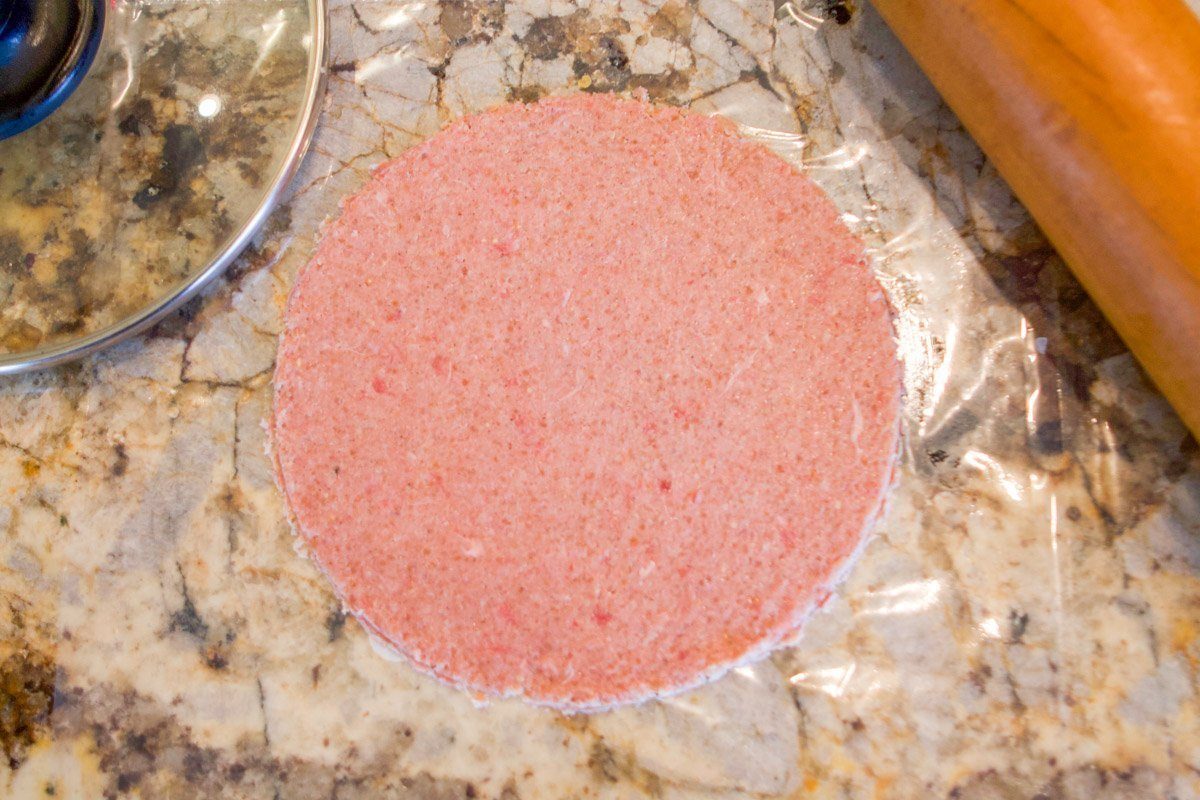 kubba paste cut in a circle