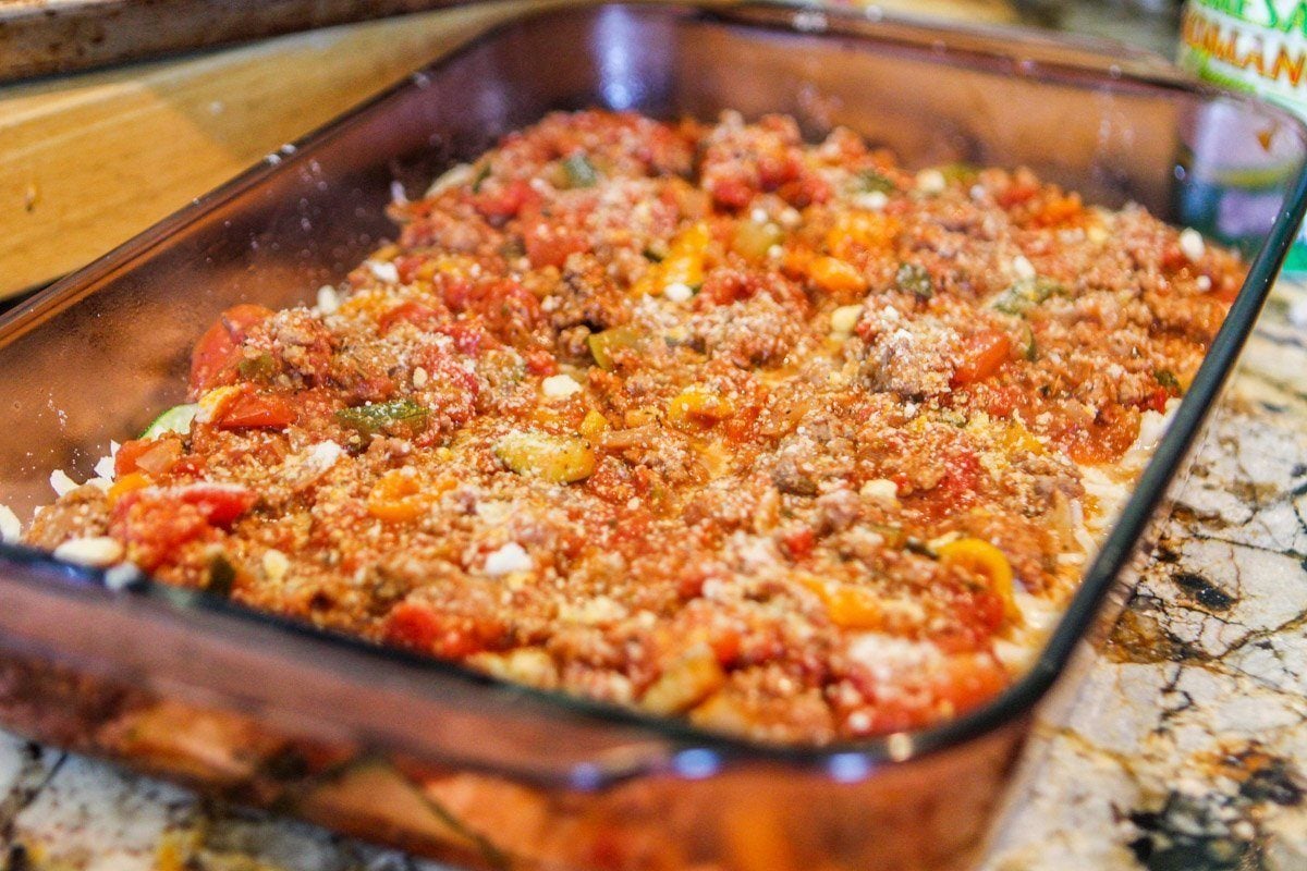 Zucchini Lasagna in a pan