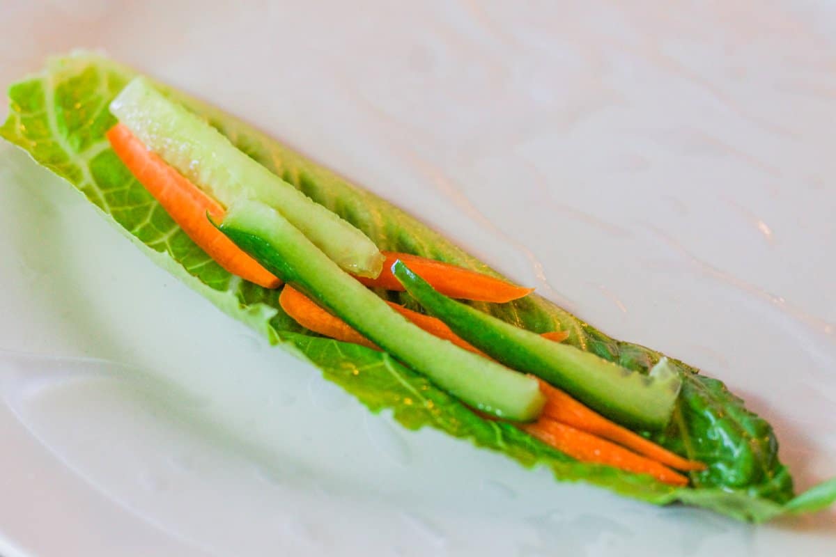 lettuce with carrots and cucumbers
