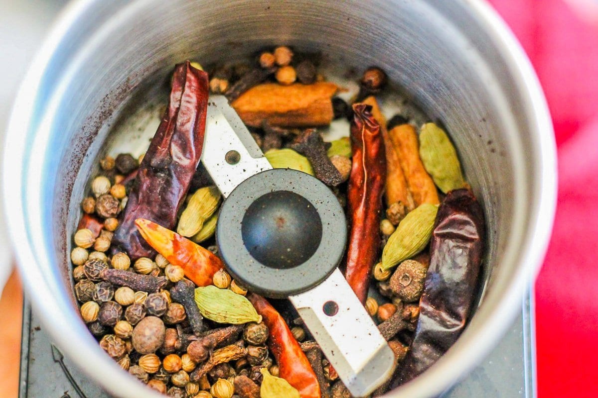 jerk spices in a grinder