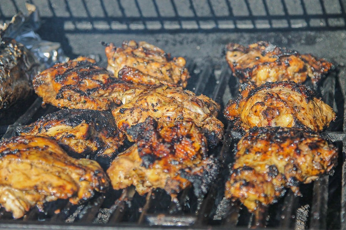 jerk chicken on the grill