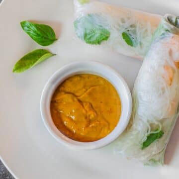 Vietnamese spring roll on a plate