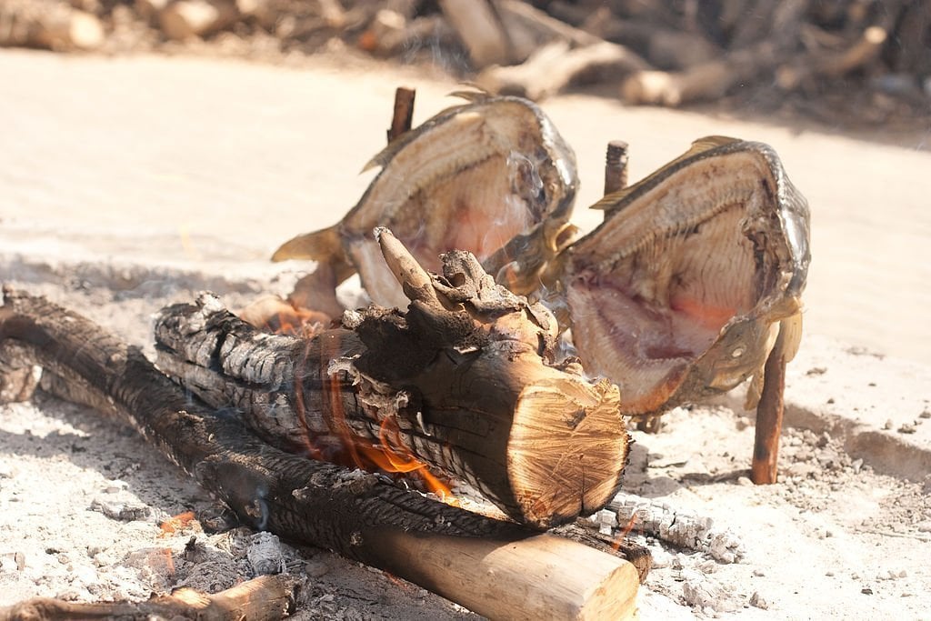 masgouf cooked on an open flame