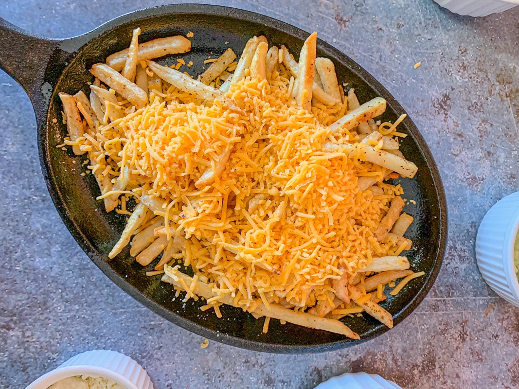 fries topped with cheese