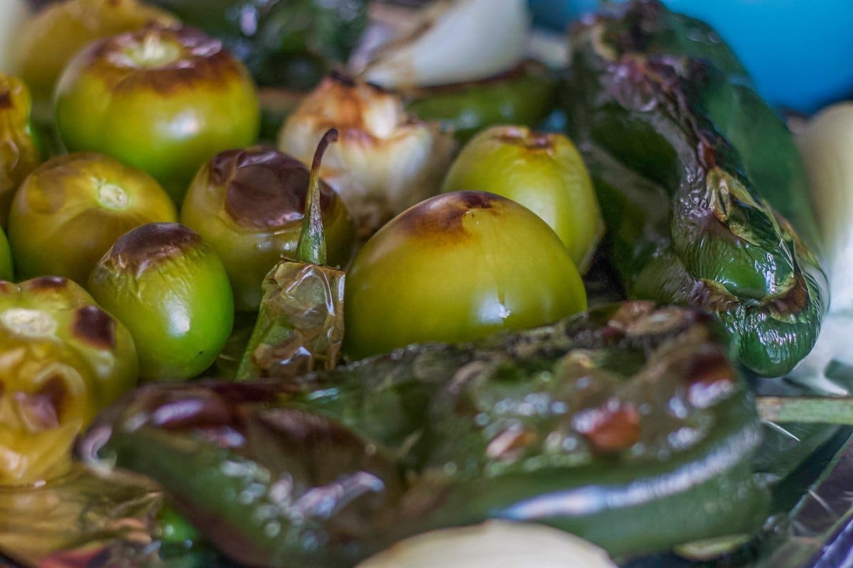 roasted tomatillos for chili verde