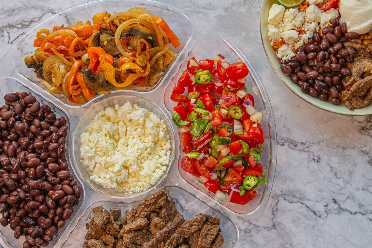 Mexican rice bowl fixings