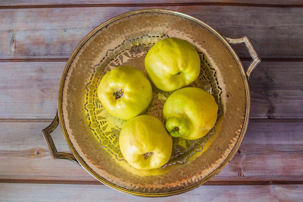 quince fruit on a tray