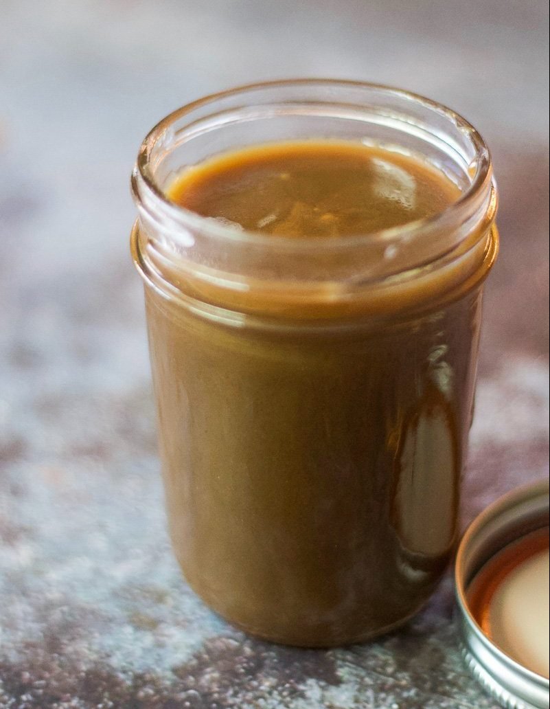 salted caramel sauce in a jar