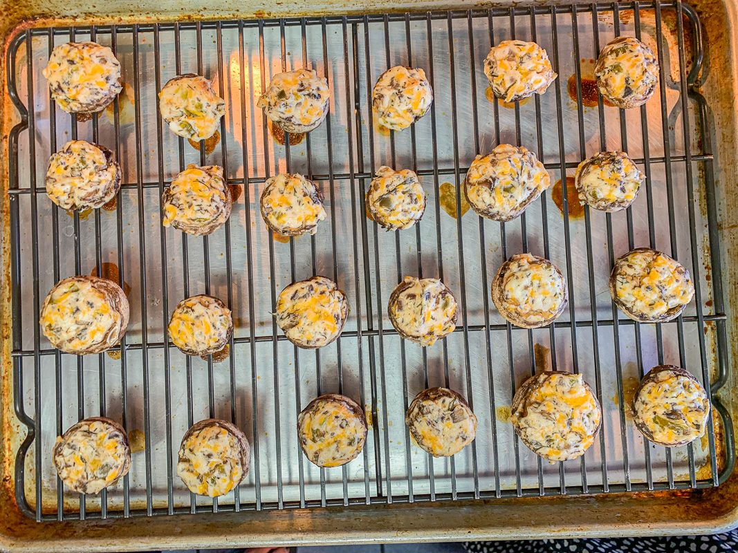 stuffed mushrooms on a backing sheet